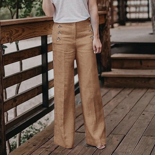 Plus Size 3XL Summer Linen Women Wide Legs Pants Trousers