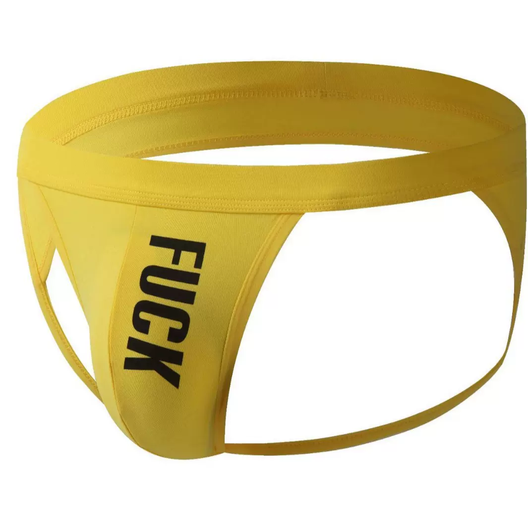 情话男士丁裤 低腰性感男士丁字裤 纯色字母潮棉质提臀诱惑双丁裤