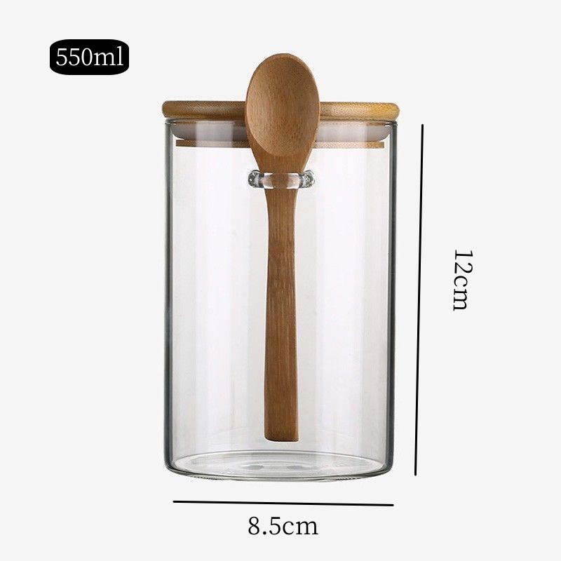 Tanque de sellado de vidrio transparente de alto borosilicato con tapa de granos granos granos de café lata de almacenamiento de vidrio lata de té impresa logotipo