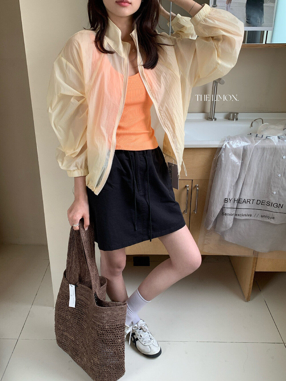 Chân váy chữ A ngắn phong cách công sở túi hộp dây rút — màu đen, màu trắng, màu xám, màu kaki chi tiết 12