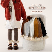 2025新款打底裤宽条九分花边裤腿儿童韩国公主蝴蝶结宝宝婴儿裤袜