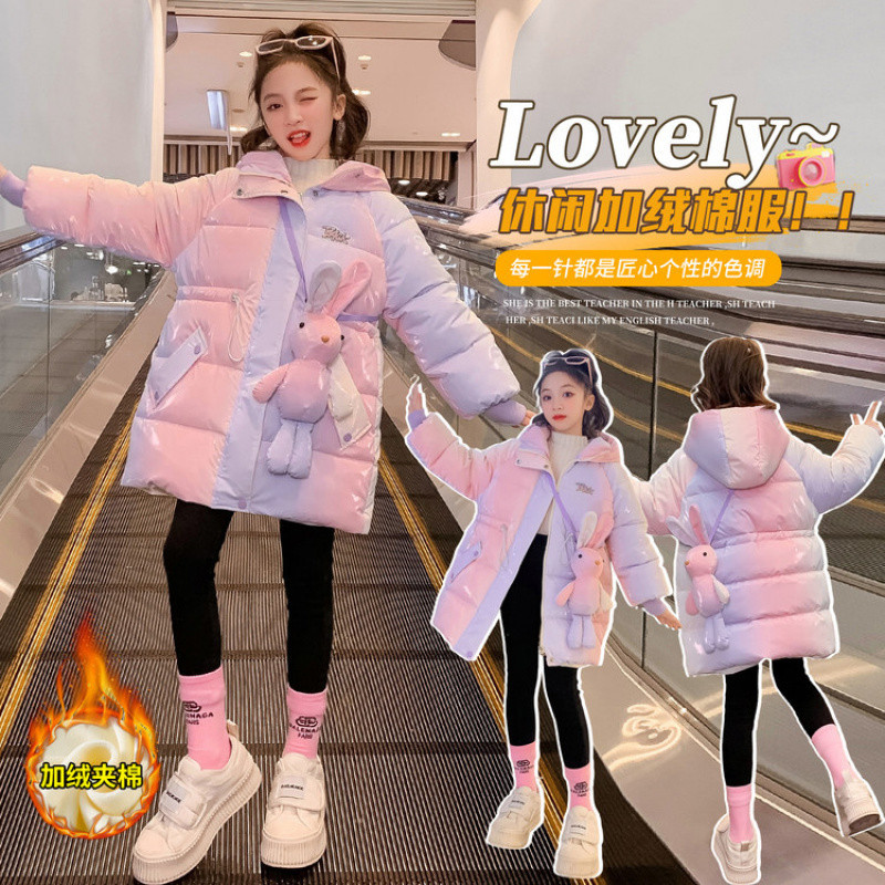 Zhili children's clothing, girls' thick cotton coat, stylish 2024 new style, mid-length winter cotton coat, winter jacket.