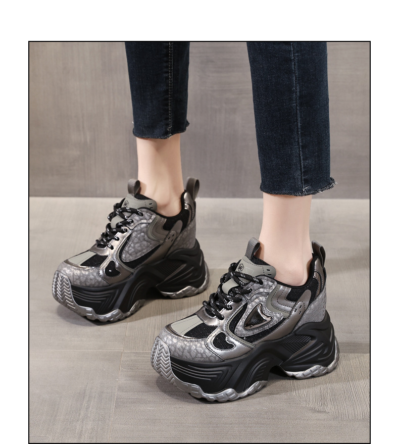 Giày sneaker nữ đế dày độn cao bên trong dáng nhỏ — Màu be chi tiết 17