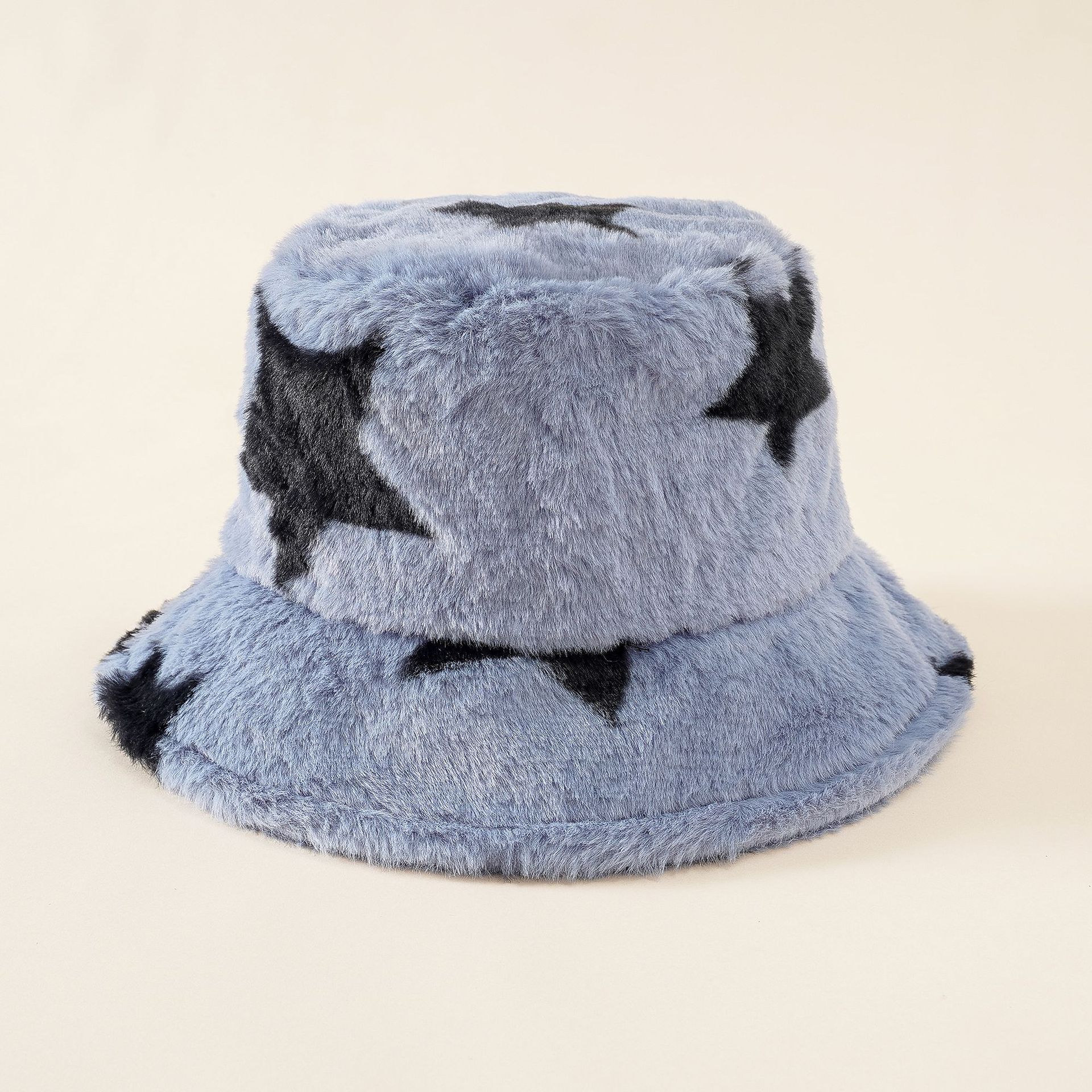 Sombrero de las mujeres de estilo coreano moda casual patrón de estrella de cinco puntas sombrero de pescador otoño e invierno cálido felpa cuenca sombrero moda
