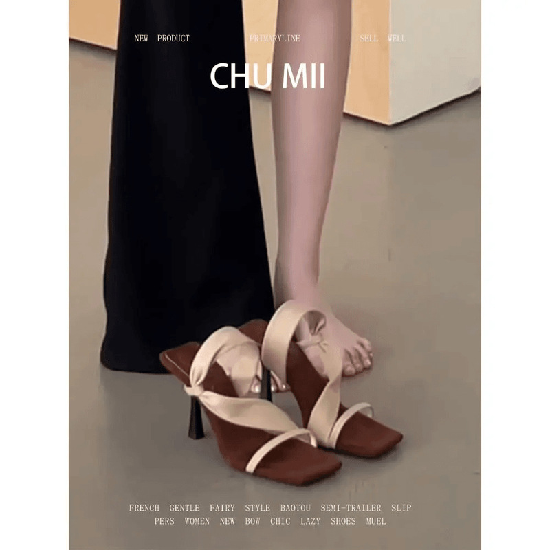 Ready Stock, Dropshipping Available~ Italian Niche Design, Comfortable Summer Two-Way Wear, Sexy Flat-Heeled Women's Open-Toe High-Heeled Sandals