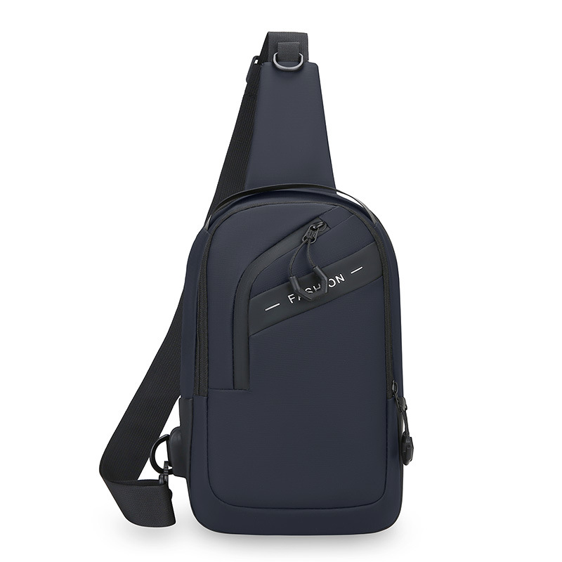 Bolsa de pecho, mochila de hombre, película de cuero a prueba de rociadores, bolsa de pecho de hombro, bolsa de brazo inclinada, mochila recargable USB de gran capacidad