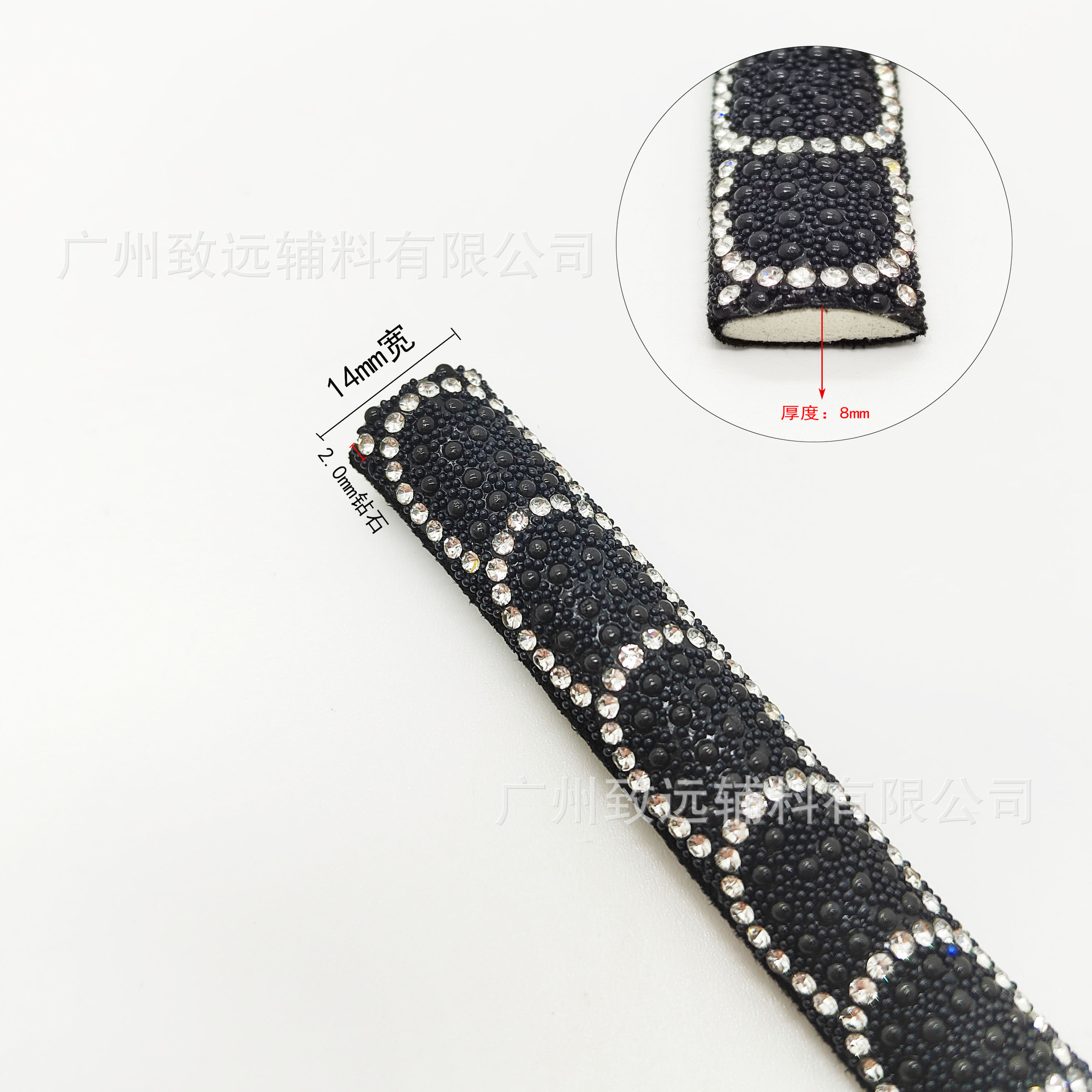 Accesorios de decoración de material de zapato de perforación caliente semicírculo tridimensional taladro de vidrio rhinestone Cordón de la correa media superficie Cordón de diamante completo cuerda de diamantes de imitación