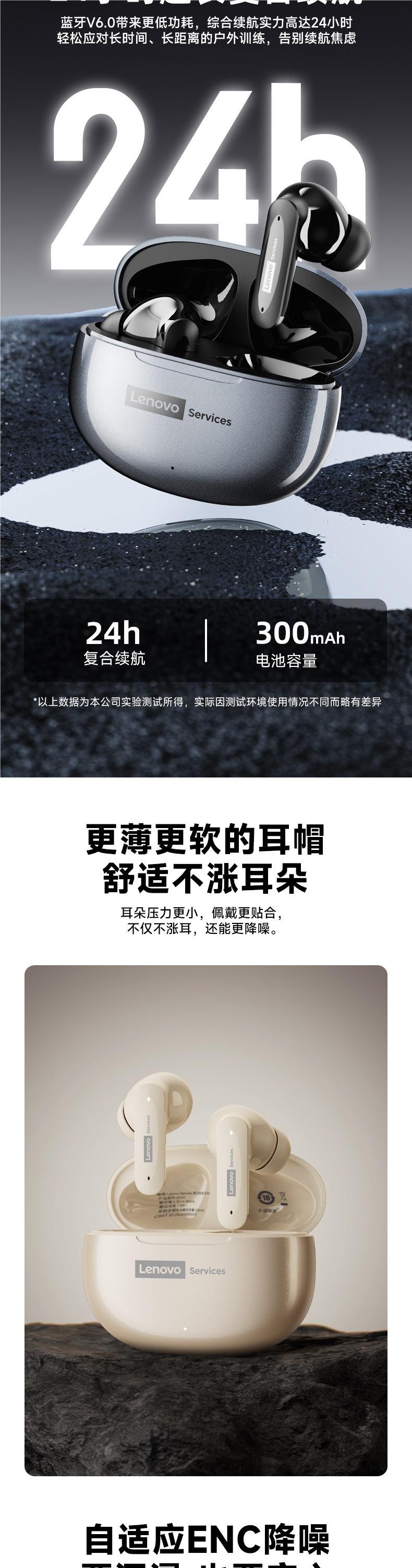 Lenovo Bluetooth Headphones 2026 New Model Wireless In-Ear Noise-Cancelling Gaming E-Sports Ultra-Long Battery Life Official Genuine Product