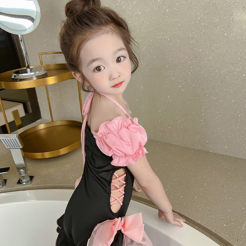 Girls swimsuit one-piece 2024 new style baby summer girl internet celebrity one-piece children's summer swimsuit