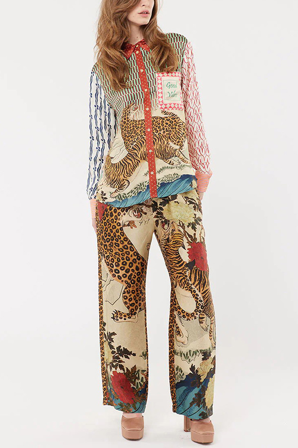 409g Weight Casual Women's Streetwear Jaguar Leopard Polyester Pant Co-ord Set Pants Sets