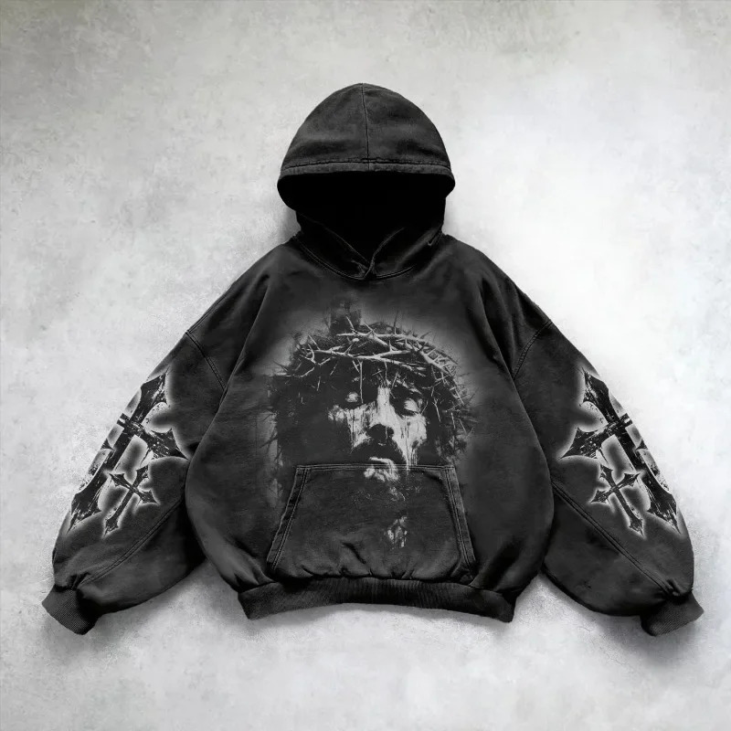 Y2k Retro Hoodie Unisex Oversized Pullover With 3d Graphic Print_voghion.com