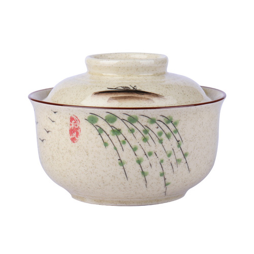 Japanese 6.5-inch instant noodle bowl with lid lunch box student underglaze ceramic set ramen bowl canteen tableware