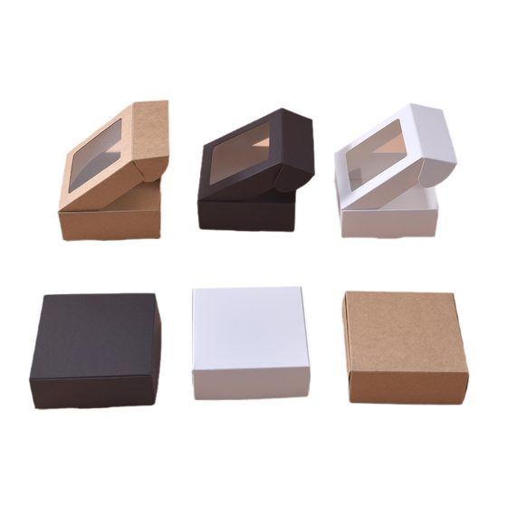 Cross-border in stock aircraft box jewelry packaging box handmade soap kraft paper window box black card mini candy box wholesale