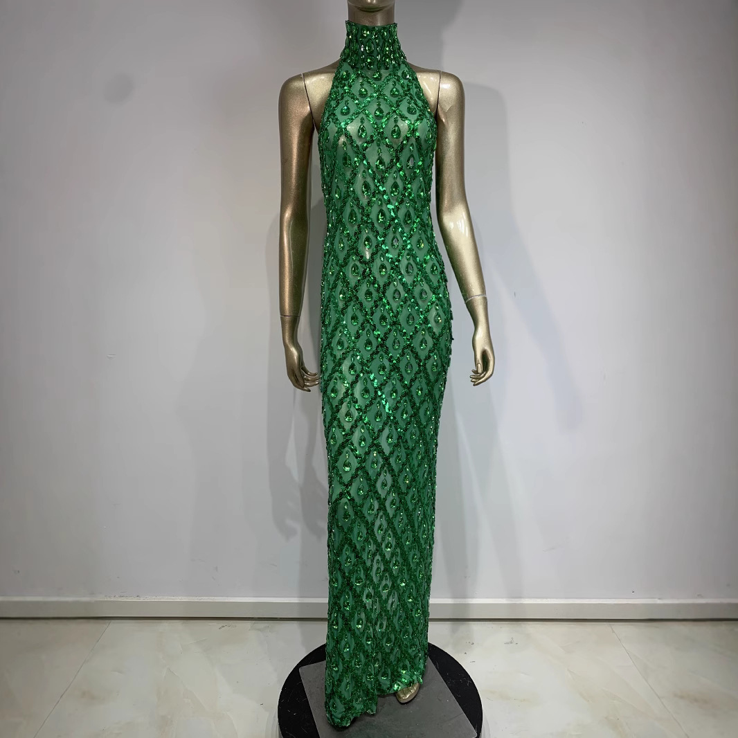elegant sexy shiny evening dress