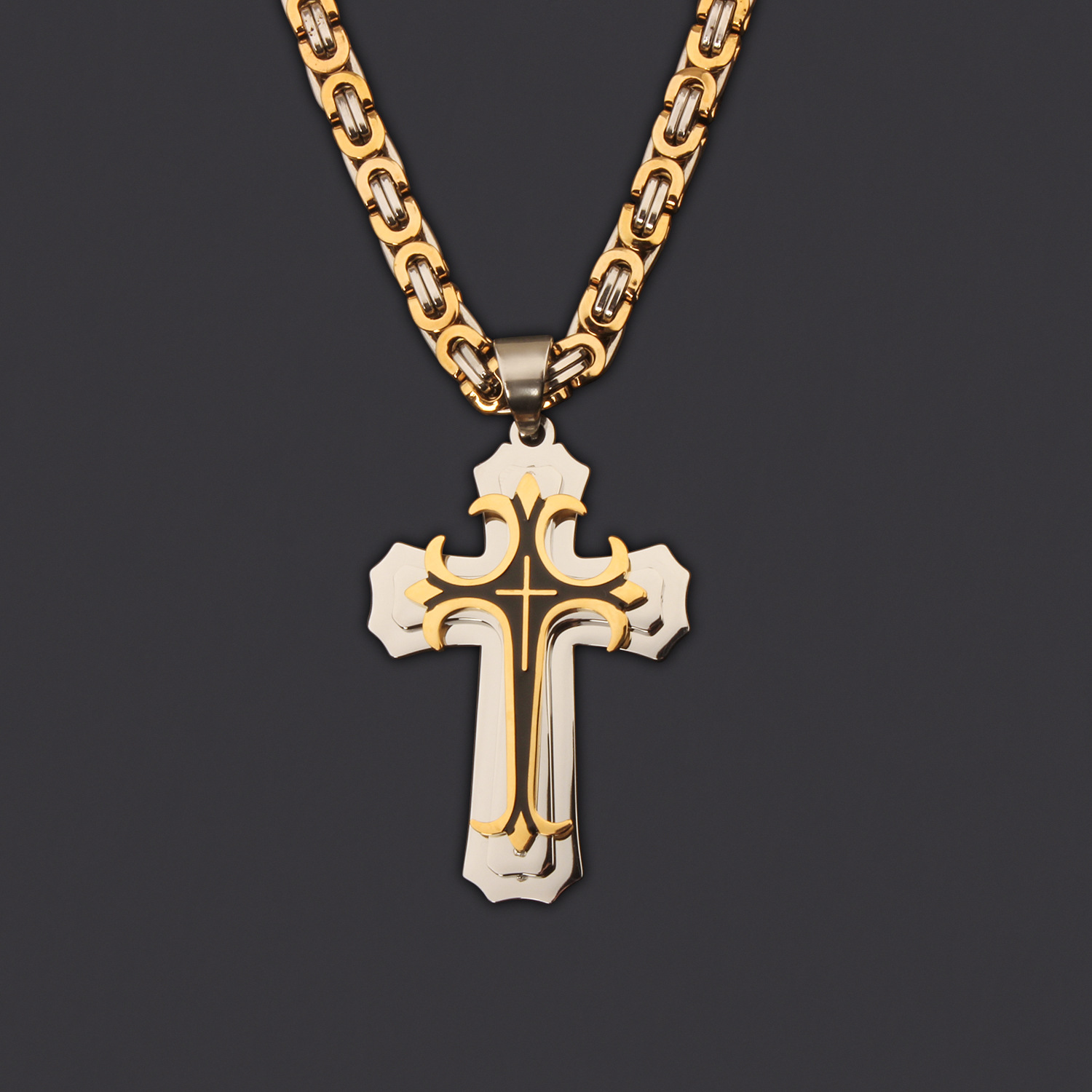 35g Weight Titanium Steel Pendant Material Pendant Necklace Classification Titanium Steel Chain Material 1 Piece Quantity Party, Carnival, Street Occasion Titanium Steel Material Cross Pattern Men's Gender Plating Design Exaggerated, Punk Style Exaggerated Punk Cross Titanium Steel Plating Men's Pendant Necklace 7
