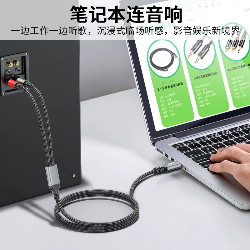 Jinghua Typec to 2RCA audio cable dual lotus audio cable connection line one hits two RCA audio cables