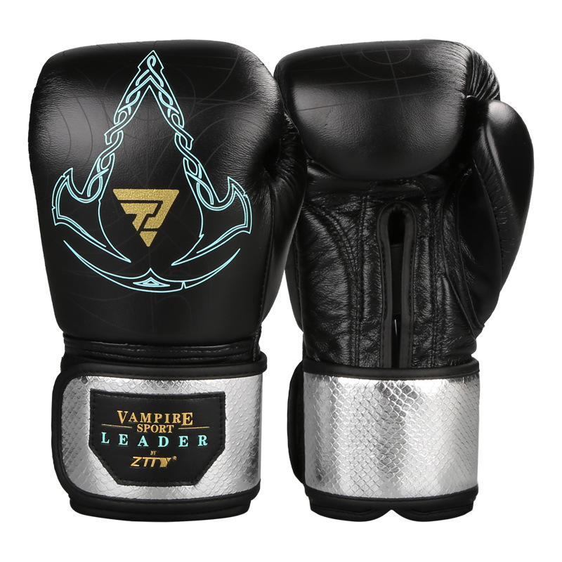 ZTTY guantes de boxeo de cuero brillante Correa Sanda lucha adulto masculino y femenino entrenamiento profesional guantes de boxeo tailandés fábrica al por mayor