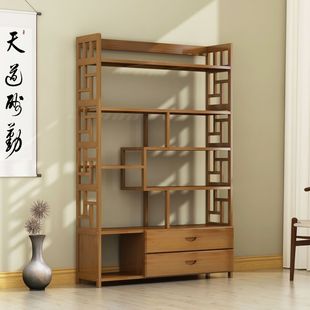 Storage Rack Floor Multi-layer Partition Antique Rack Solid Wood Chinese Ornaments Rack Tea Room Duobao Pavilion Storage Rack Jie Qi