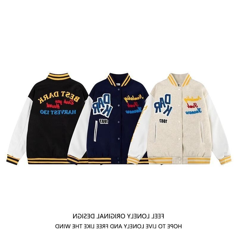 Spring High Street Sweet Cool Letter Baseball Jacket New College Style Versatile Hip-Hop Petite Loose Coat Spring High Street Sweet Cool Letter Baseball Jacket New College Style Versatile Hip-Hop Petite Loose Coat