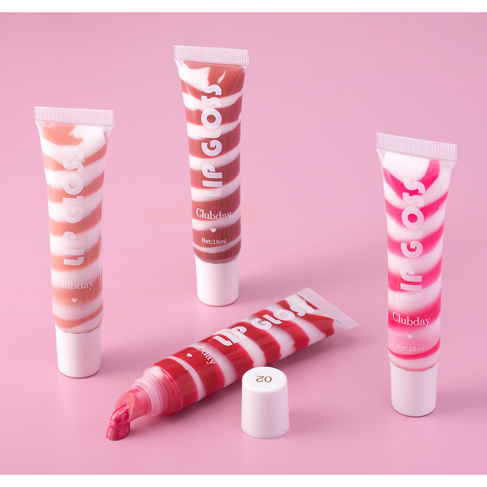 Clubday Soft Tube pearlescent Fine Sparkling spiral fruit-flavored lip gloss is easy to color and available in 4 colors undefined