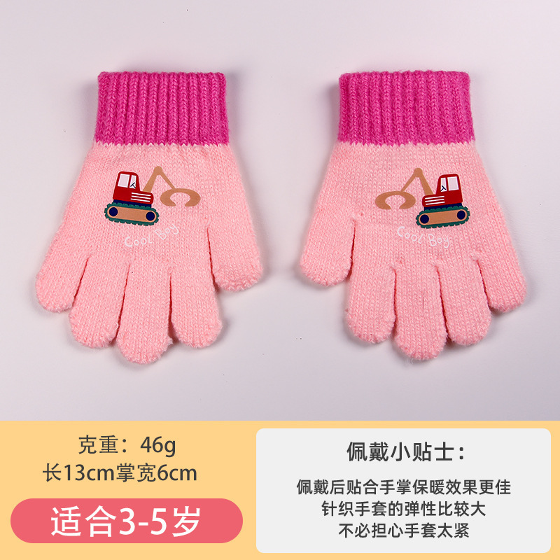 冬季男童儿童手套批发保暖防寒五指女童针织手套女童可爱卡通针织|undefined