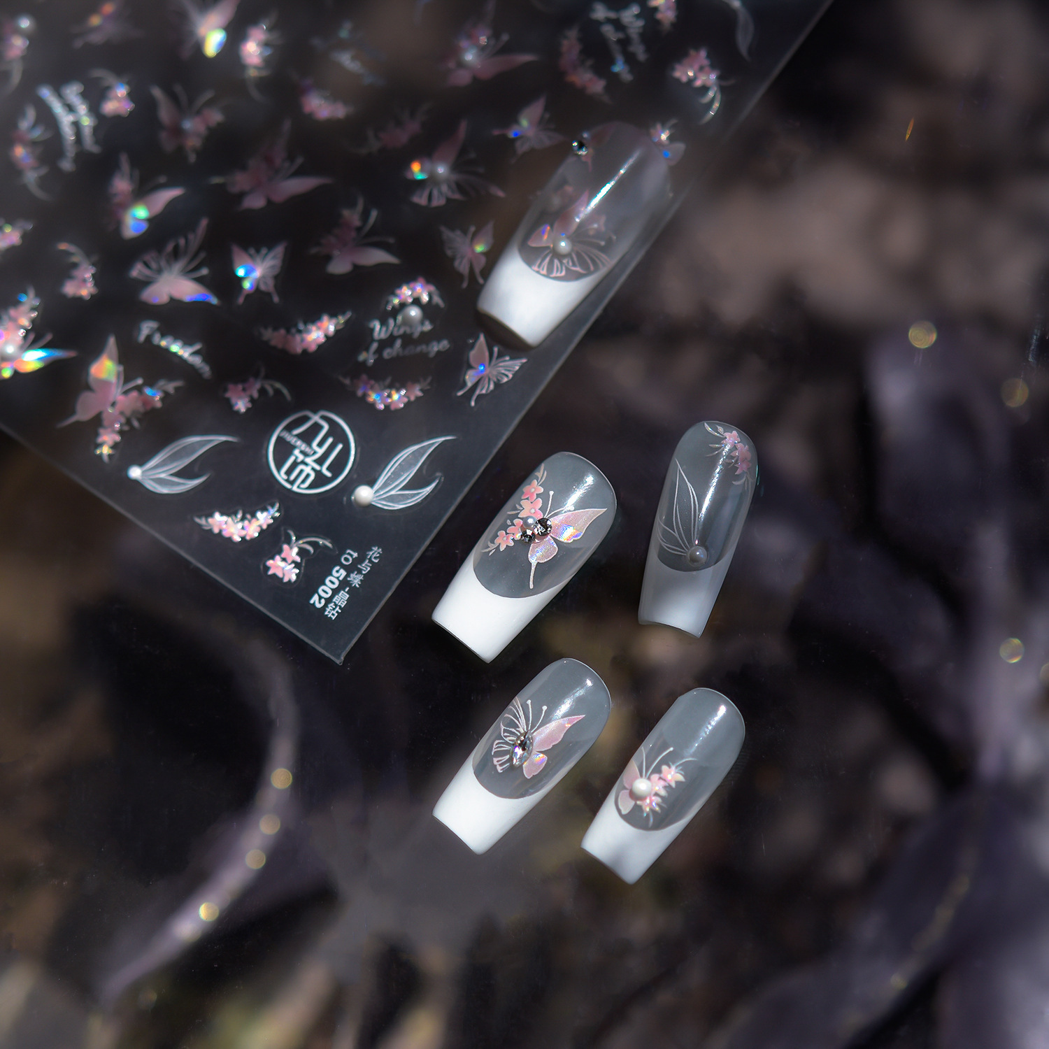 Red de celebridades de la red de uñas nuevas pegatinas de diamantes de cristal estilo explosivo pequeño pegatinas de uñas frescas pegatinas de joyería de flores y mariposas de alta calidad al por mayor