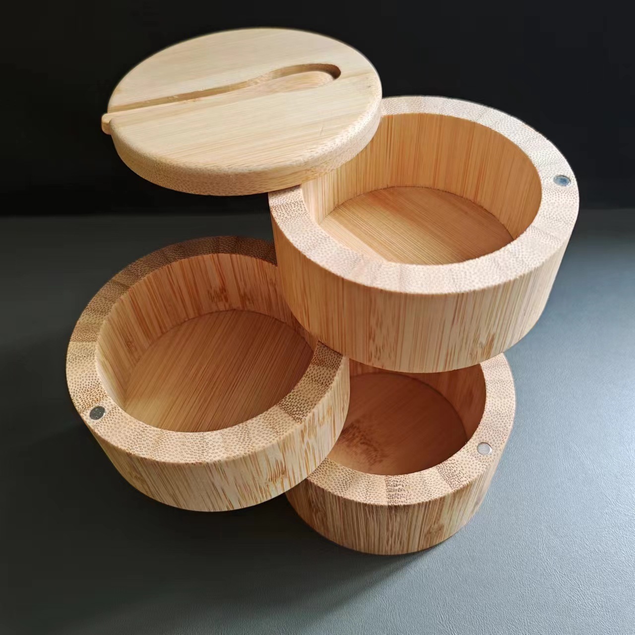 숟가락이있는 3 층 소금 항아리 13*9cm 300g