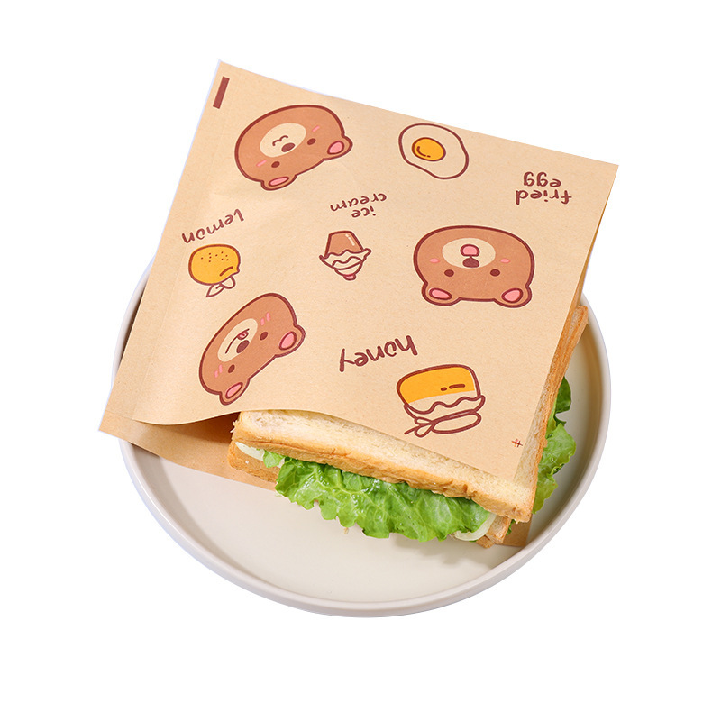 朝食サンドイッチ包装紙折り目なし食品グレード耐油バーガーハンドケーキ包装紙袋三角袋家庭用|undefined