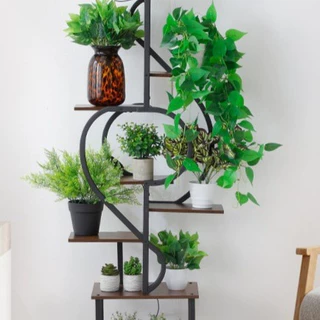 曲线型8层铁艺拼接植物展示架带生长灯客厅阳台盆栽装饰植物灯花