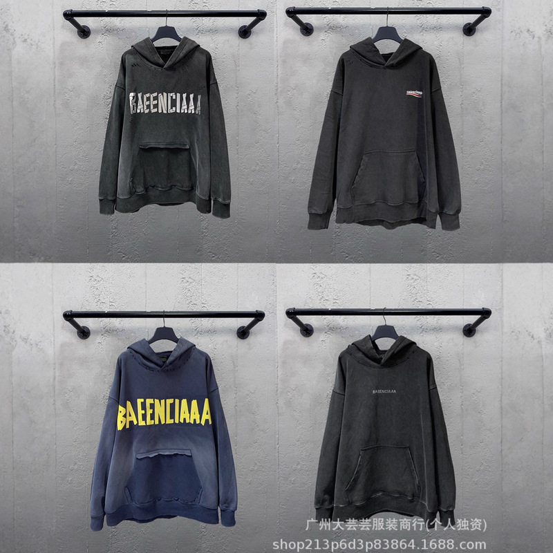 B-Brand High-Version Cross-Border Heavyweight Sweatshirt with Rhinestone Tape, Cola Wave Casual Loose Unisex Paris Sweatshirt