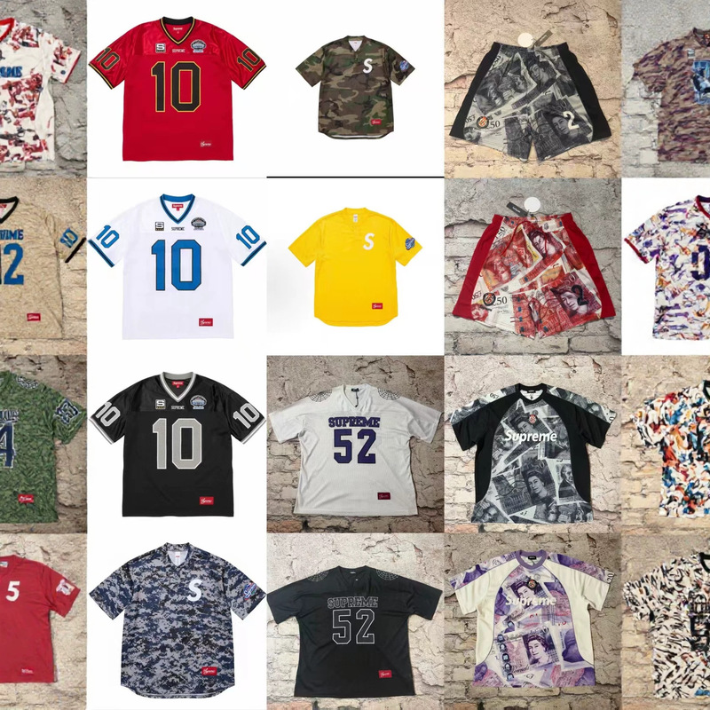 26S Supreme Week1 Export Cross-Border High-Quality Embroidered Appliqué Mesh Mercerized Jersey Men's and Women's T-Shirts 26S Supreme Week1 Export Cross-Border High-Quality Embroidered Appliqué Mesh Mercerized Jersey Men's and Women's T-Shirts