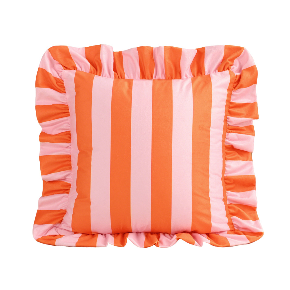Cross-border ins rayas coreanas holandesas de loto falda almohada de tela para el hogar decoración americana sofá funda de almohada