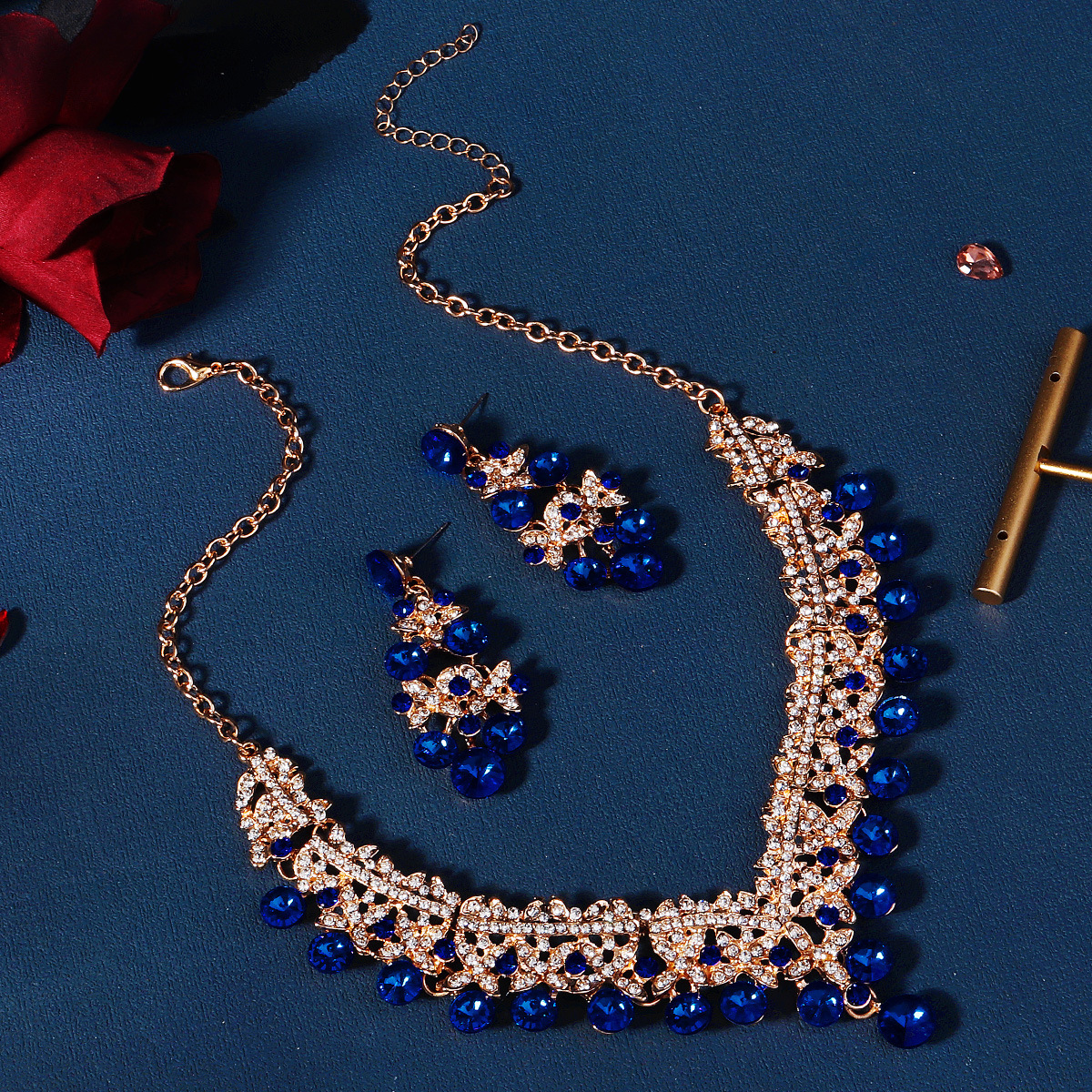 255g Weight Jewelry Set Classification Hair Accessories Earrings Necklace Quantity Wedding, Banquet, Formal Occasion Alloy Material wedding season Festival Solid Color Pattern Women's Gender Elegant, Glam, Romantic Style Elegant Glam Romantic Solid Color Alloy Wedding Season Women's Jewelry Set 3