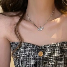 可盐可甜~微镶锆石土星项链女2024新款爆款高级感轻奢小众锁骨链