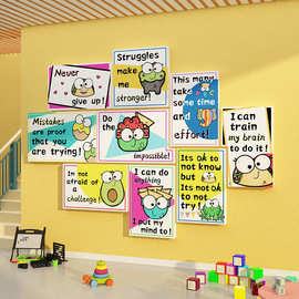 英语角励志标语文化墙贴3d教室布置装饰环创班级自习黑板背景墙面