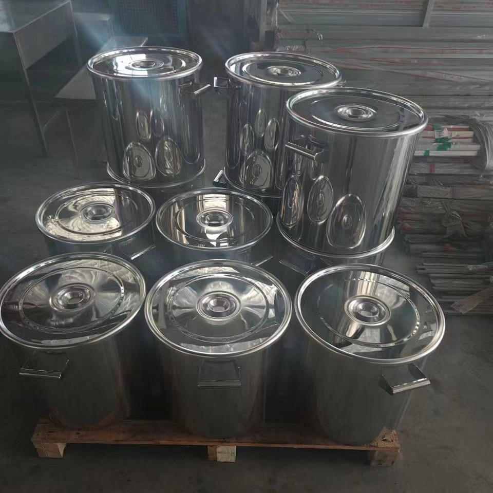 SUS316L带盖双耳满焊无死角不锈钢桶密封抱箍搭扣食品圆桶