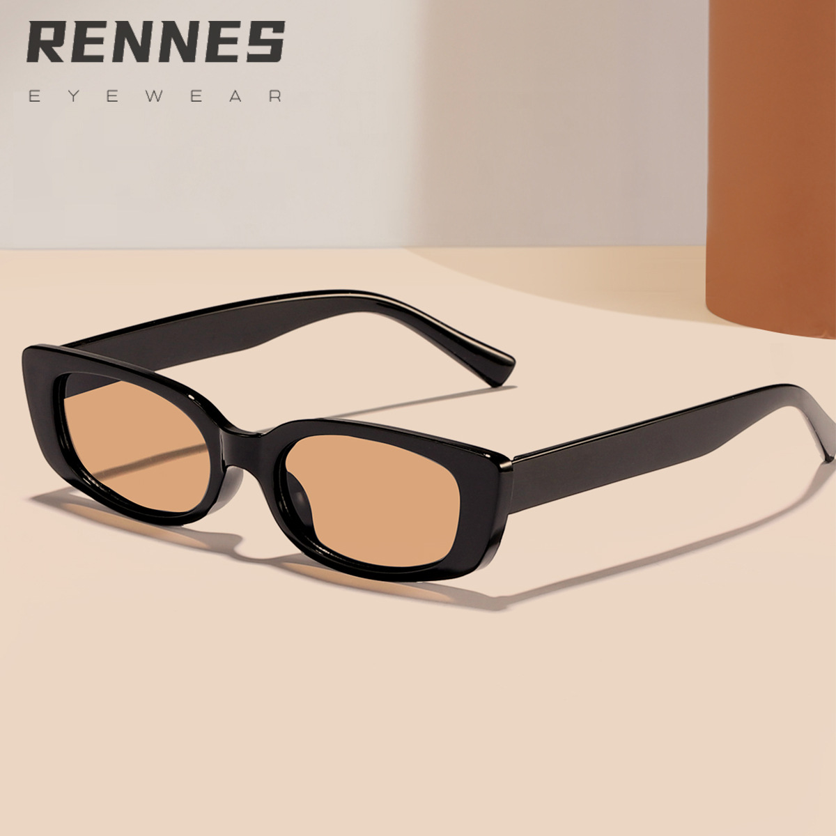 Nuevo estilo transfronterizo retro pequeño marco rectangular moda gafas de sol mujeres europeas y americanas color gelatina parasol gafas de sol Sunglasses