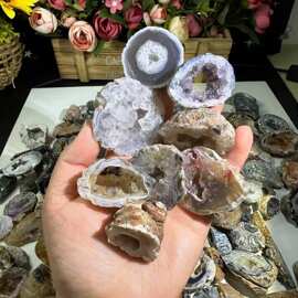 天然肓盒玛瑙水晶洞 空心水晶玛瑙洞原矿石 迷你聚宝盆水晶洞批发