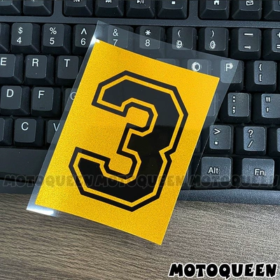 Motorcycle tail – electric motorcycles, side cover, fuel - number-3-yellow-background-75-10cm-one-piece