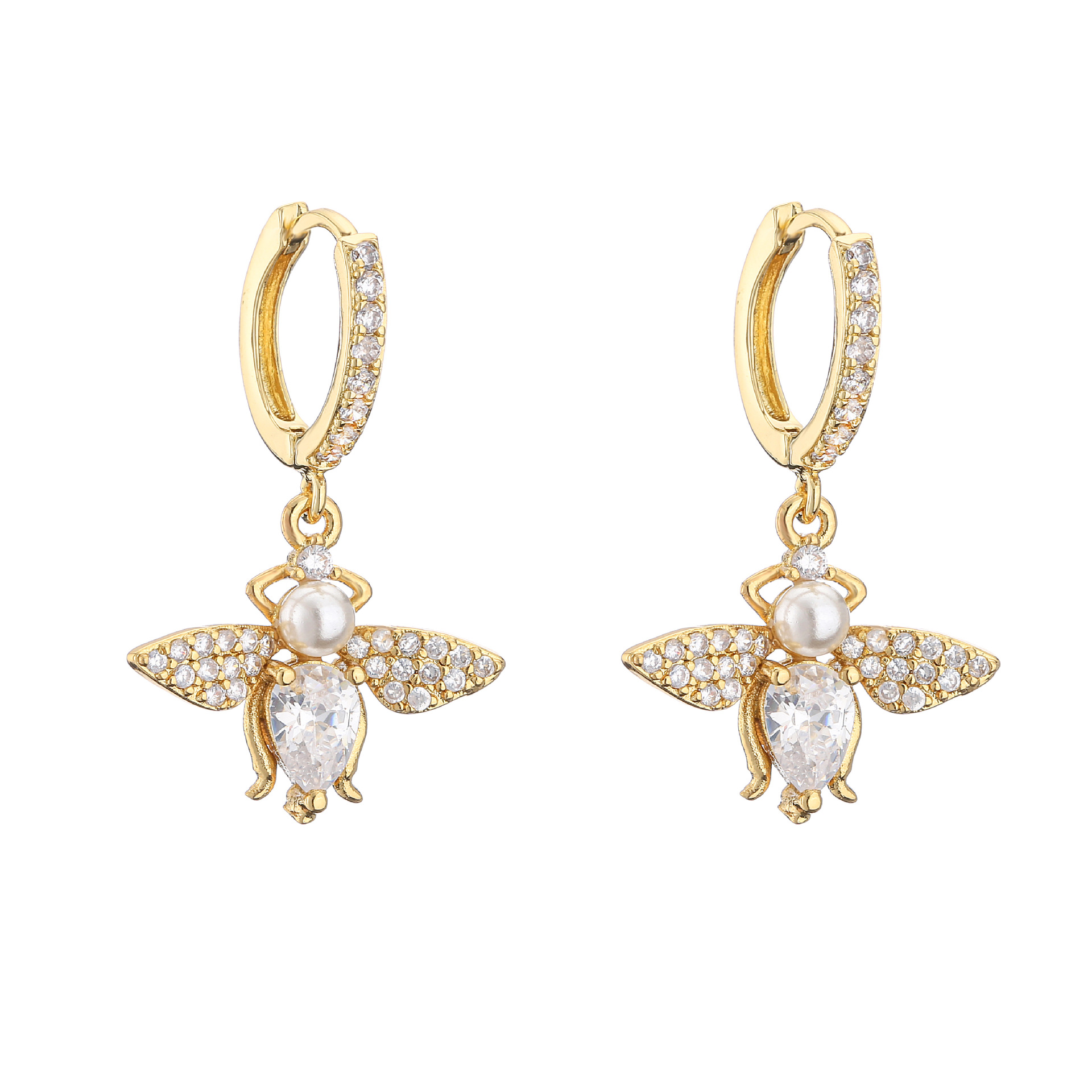 10g Weight Zircon Inlay Material Earrings Classification Wedding, Birthday Occasion Copper Material Geometric Pattern Women'S Gender Plating Design Fashion Style Fashion Geometric Plating Copper Zircon Earrings 2