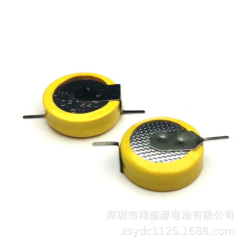 源头厂家现货CR1220两粒组串联组合180度贴片焊脚电池CR1220带脚