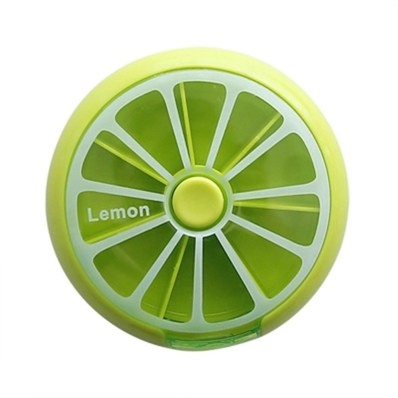 Caja redonda de la píldora de una semana siete-rejilla que gira la Mini caja plástica portátil de siete días de la píldora