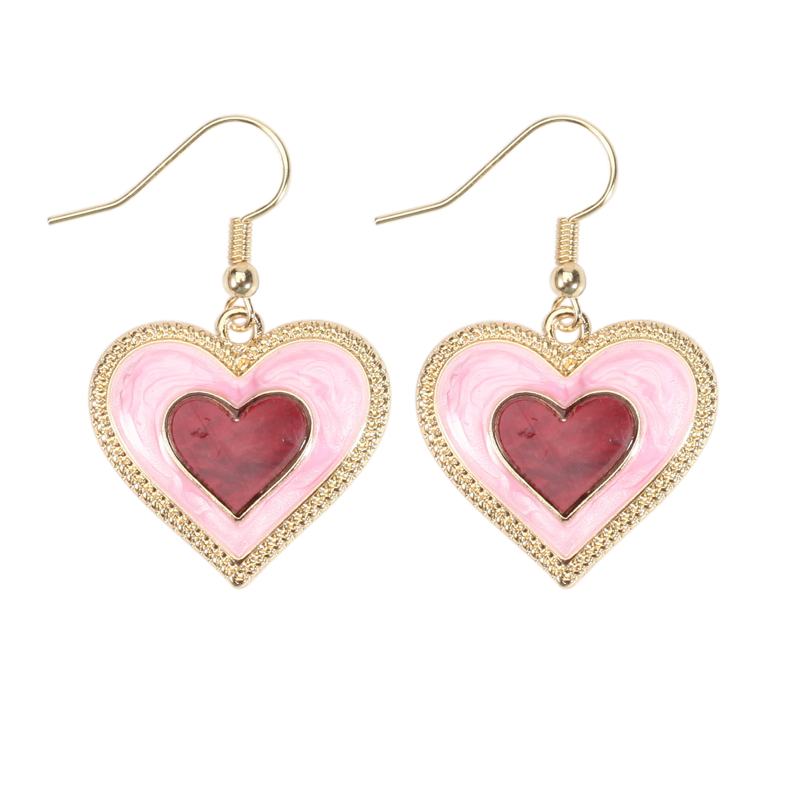 18g Weight Copper Ear Needle Material Rhinestones, Pearl Inlay Material Drop Earrings Classification 1 Pair Quantity Holiday, Daily Occasion Alloy Material Heart Shape Pattern Women's Gender Enamel, Inlay Design IG Style, Sweet Style 1 Pair IG Style Sweet Heart Shape Enamel Inlay Alloy Rhinestones Pearl Drop Earrings 5