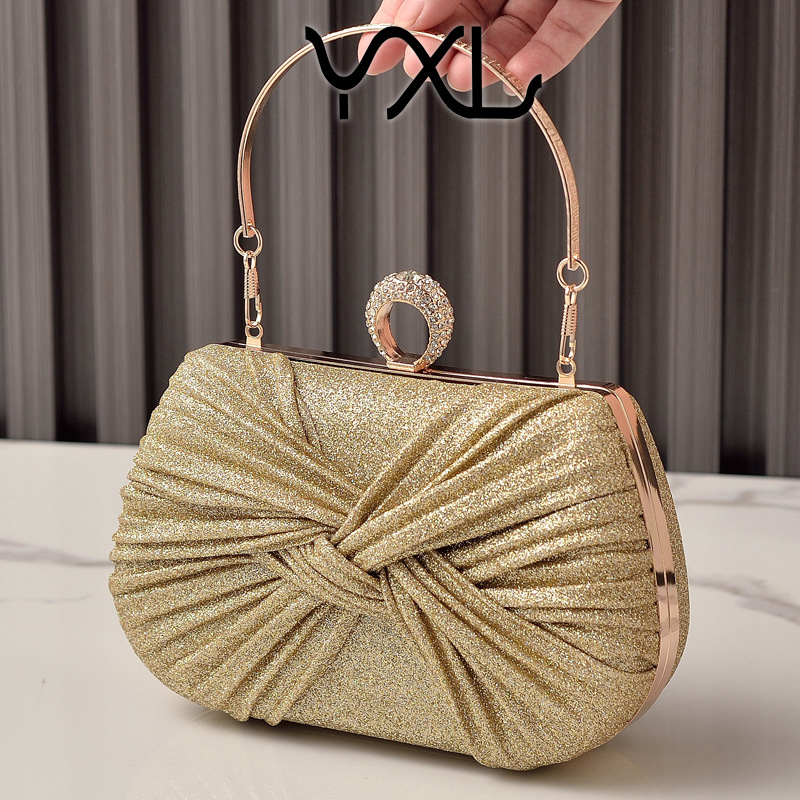 Nuevo cross-border Auchan moda bolsa de cena, bolsa de fiesta de arco, bolsa de vestido de noche de damas, bolsa de novia roja