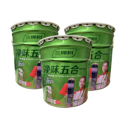 Bucket-packed Three Trees Net Aroma Five-in-One Latex Paint for Interior Walls, White Multifunctional Wall Paint Wholesale