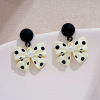 Silver needle, metal universal cute earrings with bow, silver 925 sample