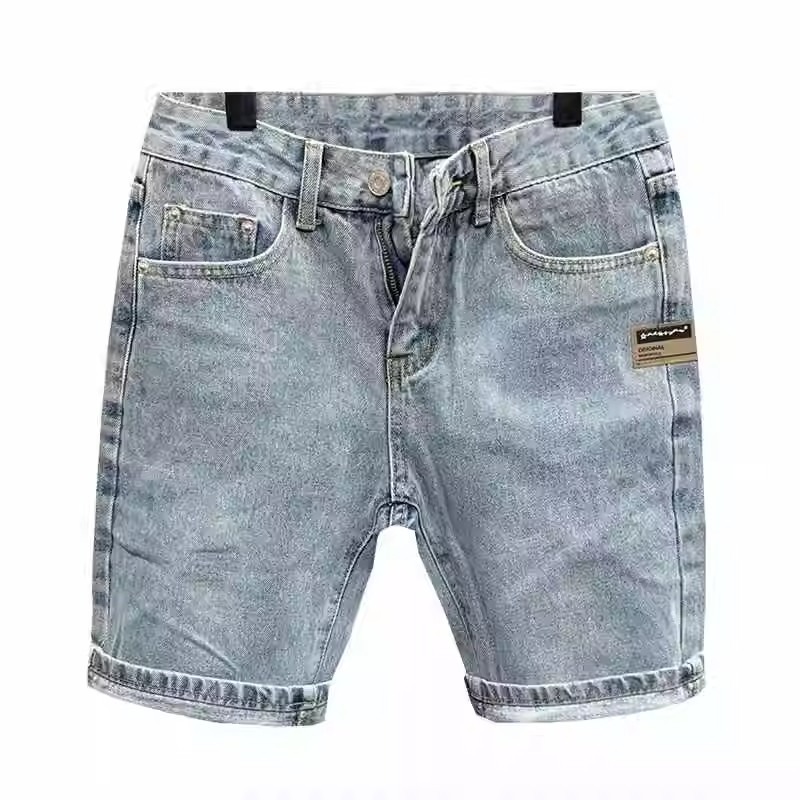 Men's Retro Blue Denim Shorts High End Casual Five Point Pants Summer Trendy Outerwear_mkmklike.com