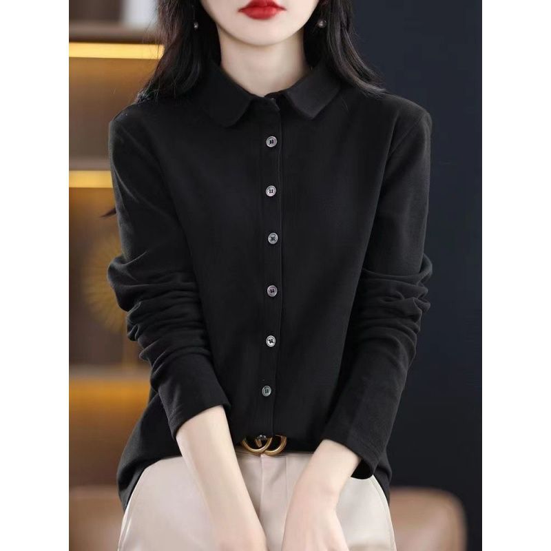 (2개) 양면 벨벳 셔츠 여성용 긴팔 최고 가을과 겨울 새로운 세련 된 패셔블 아우터 셔츠 슬리밍 내베이스 셔츠