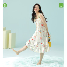 【抗菌新疆棉】a类拉架棉夏季无袖吊带睡裙女士纯棉宽松版家居服