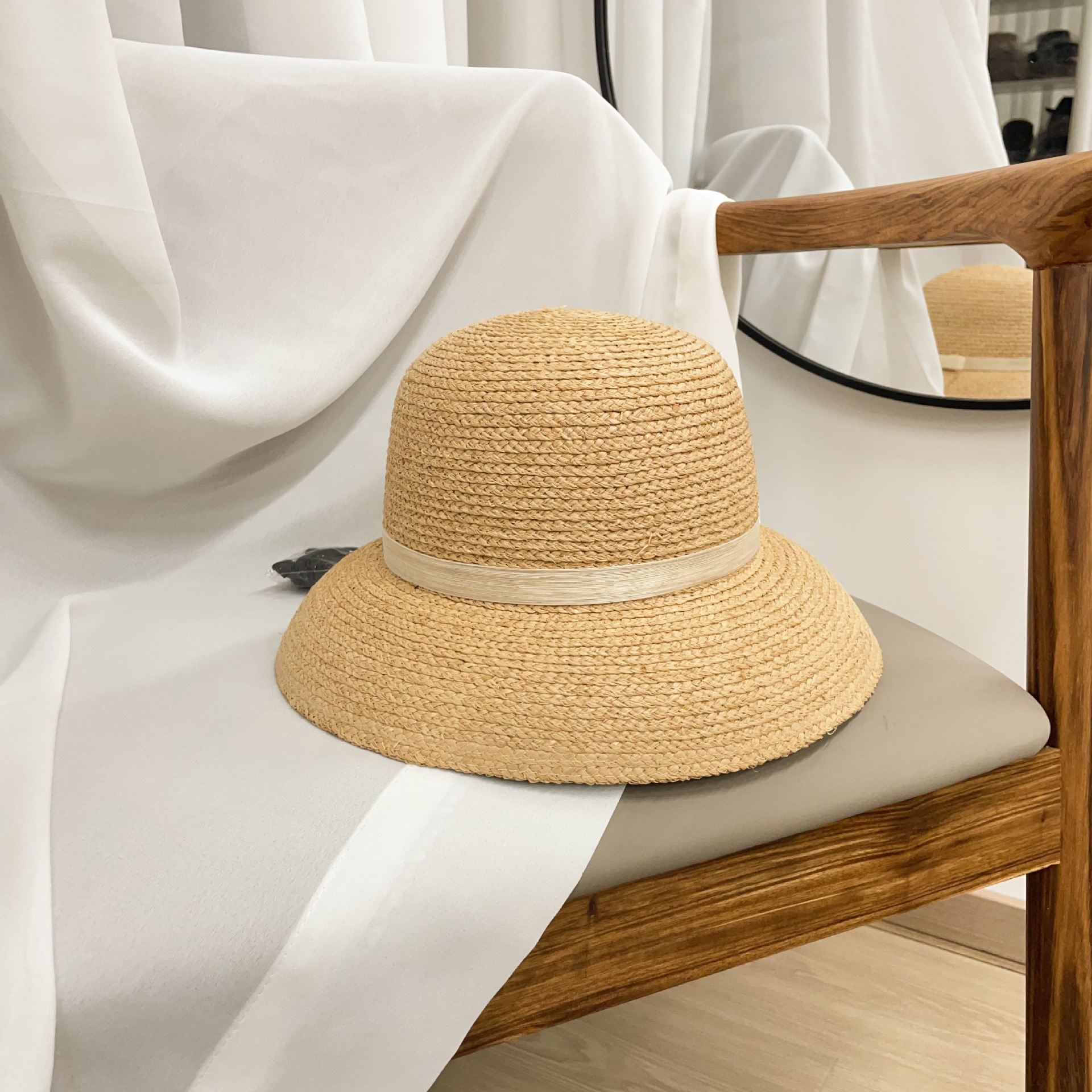 Cappello da pescatore in rafia stile hepburn francese donna sole_voghion.com